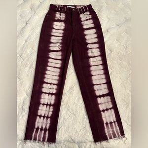 NWOT PacSun Women 26 Purple & White Tie-Dye High Rise Straight Button Fly Jeans